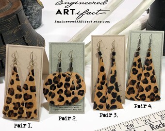 Leopard-Print Cowhide Dangle Earrings - Your Choice of 4 Styles