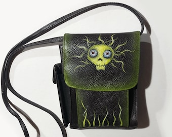 Swamp Zombie Purse - Hand-Painted One-of-a-Kind Vegan-Leather Shoulder Bag