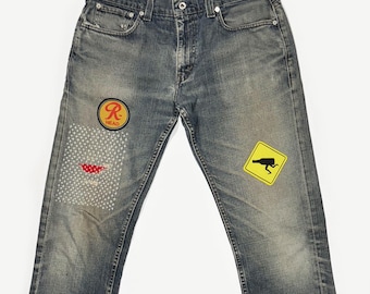 Customized Sashiko-Stitched Levis - Classic Rainier Beer - Size 34-34