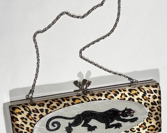 Wildcat Hand-Painted Evening Bag