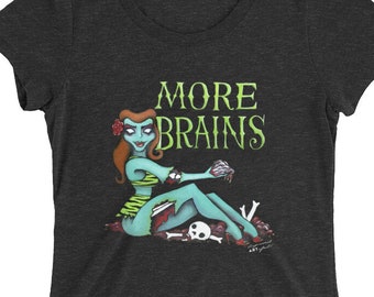 More Brains - Zombie Pin-Up Girl - Slim-Fit Ladies' T-Shirt