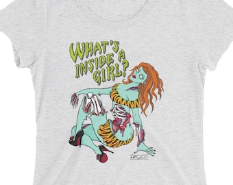 Zombie Pinup - What's Inside a Girl? Ladies' fitted t-shirt