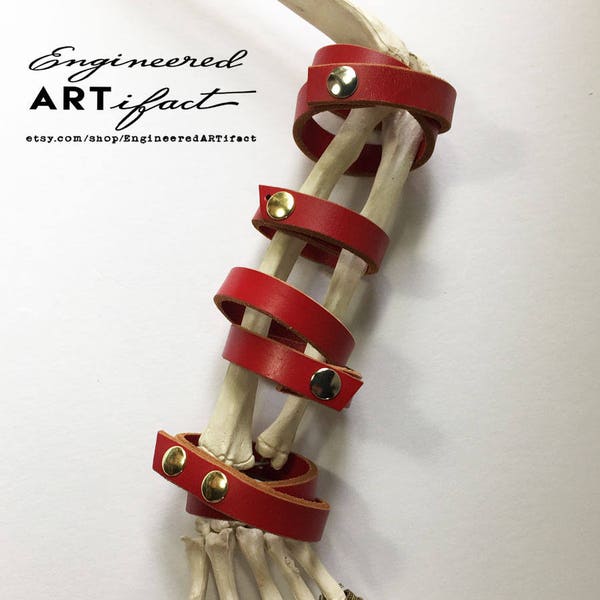 Red Wrap Leather Cuff - Leather Bracelet