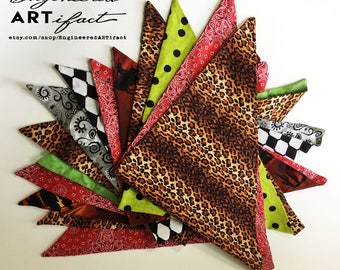 Hand-Made Reversible Cotton Bandanas in cool prints