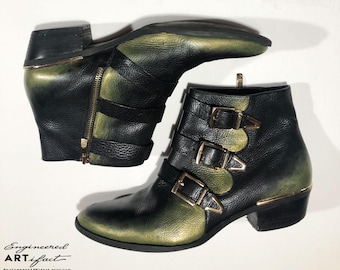 Swamp Voodoo Metallic Reworked 3-Buckle Ankle Boots