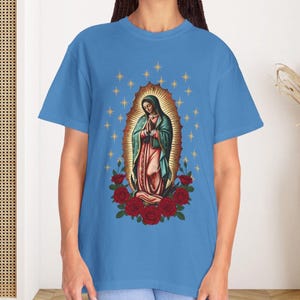Our Lady of Guadalupe T-Shirt with Ave Maria Prayer, Mary Catholic Tee, Faith Gift, Religious Apparel, Christian Apparel, Mary Shirt