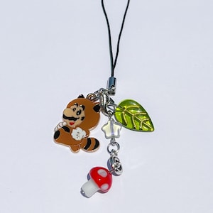 Tanuki Mushroom Phone Charm| Lanyard| Keychain| Switch Charm| Kawaii| Anime| Gaming Accessory| Gift| Mario phone charm