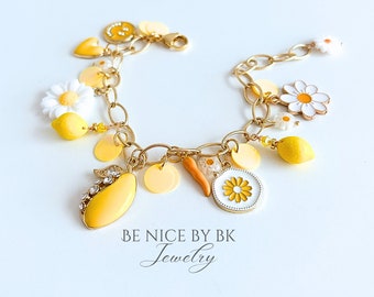 Charm Armband, 18k vergoldet, Bettelarmband, Armband Damen, Armband mit Anhänger, Sommerschmuck,  Geschenkidee Freundin