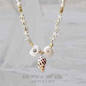 Shell necklace for women in boho style with 24k gold-plated pearls - Maritime jewelry - Jewelry gifts for women - Fashion jewelry necklace