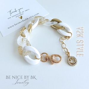Acrylic Bracelet Women Y2K Style White Gold, Link Bracelet Women, Fashion Jewelry Bracelet, Gift Ideas for Best Friend Jewelry