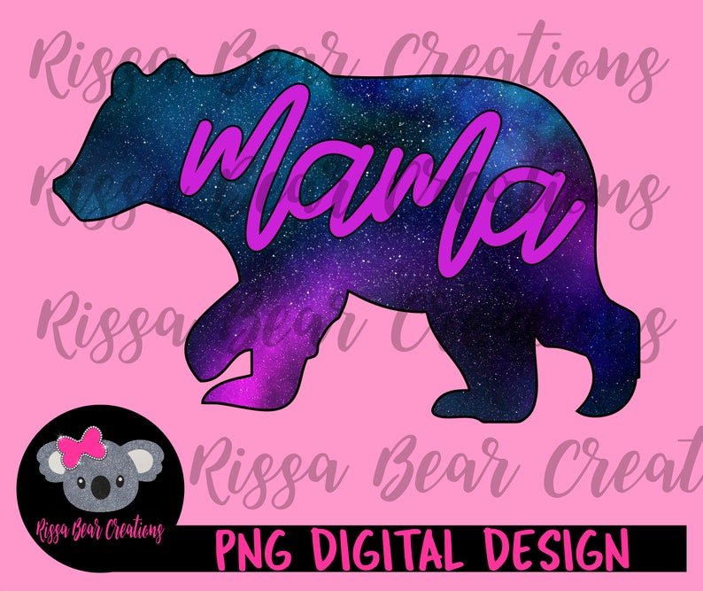 Digital Download PNG FILE Pink Burlap Mama Bear