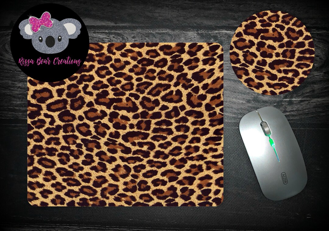 Leopard Print Mouse Pad and Coaster Set Leopard Print Desk Accessories