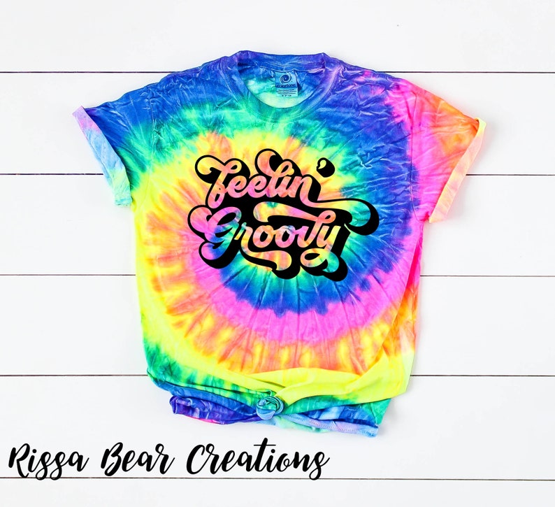 Groovy Happiness and Kindness collection neon rainbow tie dye t-shirt