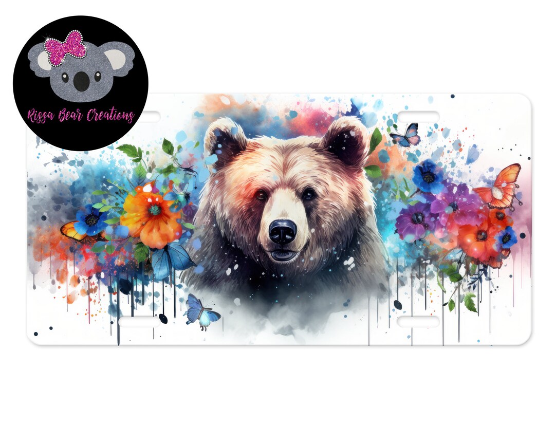 Tag Bea Floral Bear License Plate Car Tag Bear Car Tag Bear License Plate - Etsy