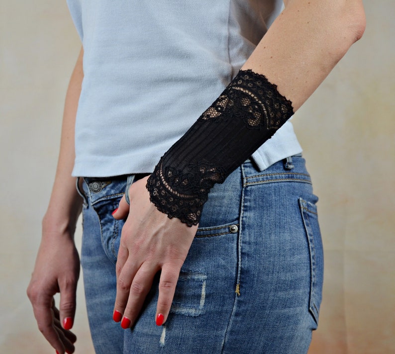 Black Wrist Tattoo Cover Bracelet Lace Wristband Wrist