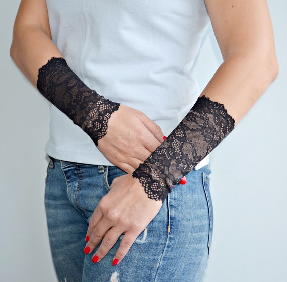 Sleeve Extender One Pair Stretch Lace Long Cuff Bracelet Etsy