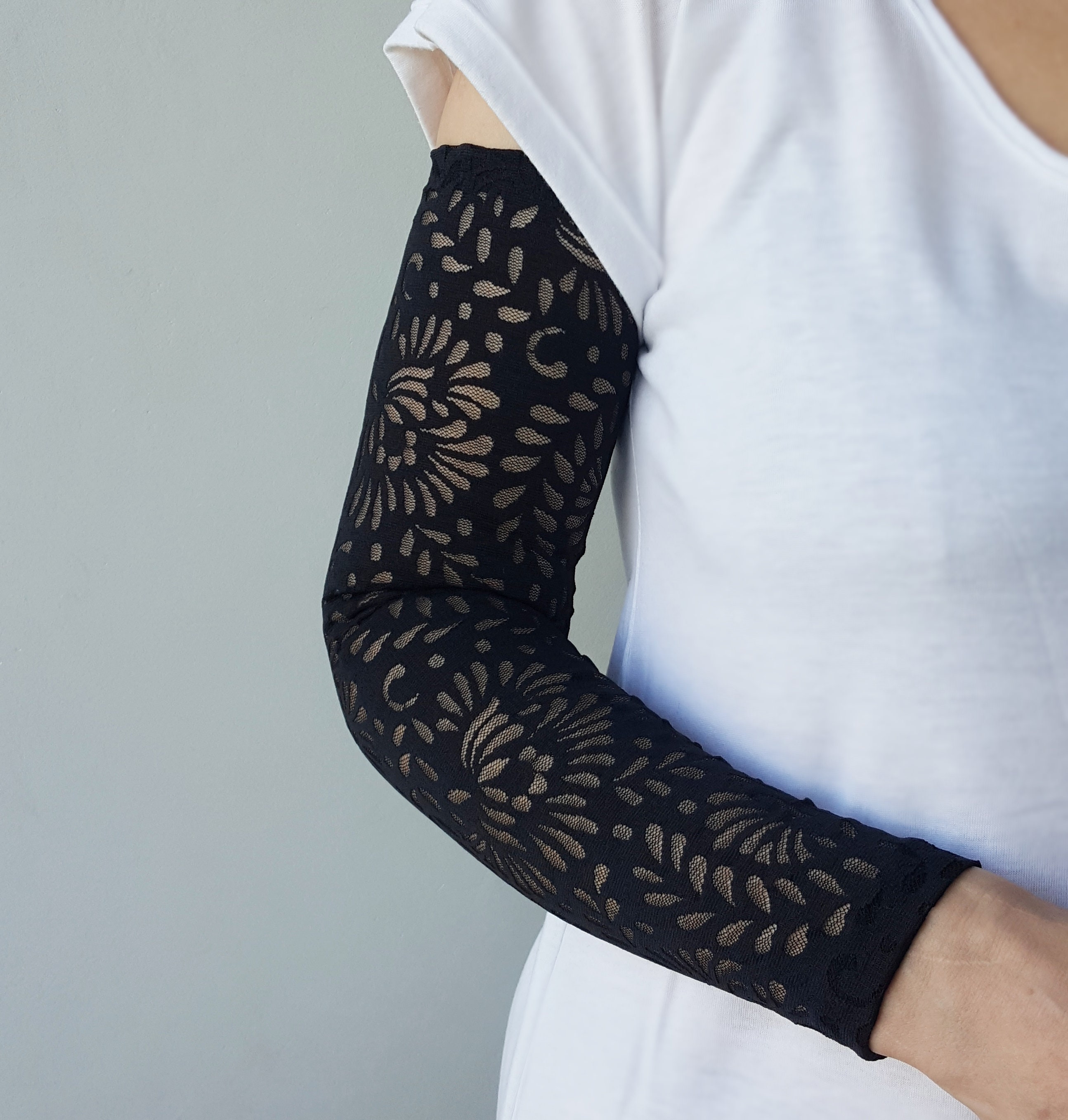Lace upper arm sleeves cheap