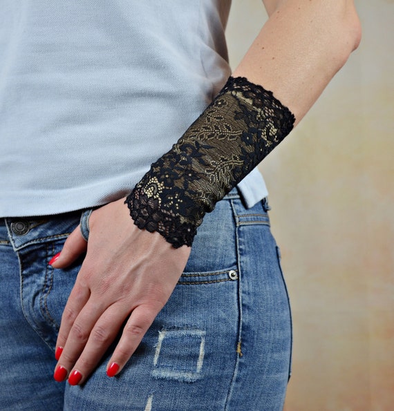 Manchette En Dentelle Noire Poignet Tatouage Couverture Bracelet Dentelle Poignet Manchette Bijoux En Dentelle W4126