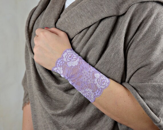 Bracelet De Couverture De Tatouage De Poignet De Lilac Extenseur De Manche Bracelet De Poignet De Dentelle W4167