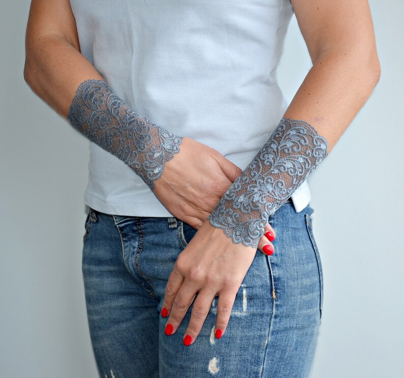 Gray Long Cuff Bracelet Wrist Tattoo Cover Up Sleeve Etsy