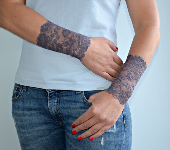 Grey Lace Bracelet One Pair Wrist Tattoo Cover Up Wrist - Etsy Grey Lace Bracelet One Pair Wrist Tattoo Cover Up Wrist - Etsy