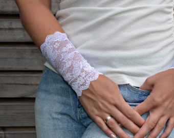 Poignet blanc, ensemble de bracelets en dentelle papillon, couverture de tatouage au poignet