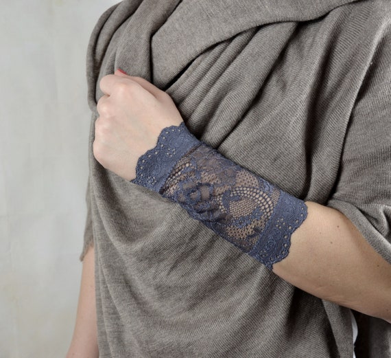 Wrist Tattoo Cover Up Bracelet Gray Lace Wrist Cuff Bracelet Etsy