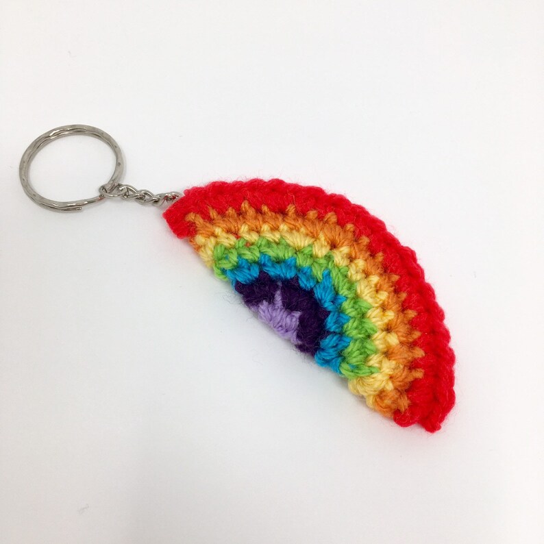 Rainbow keyring / crochet rainbow keychain Etsy
