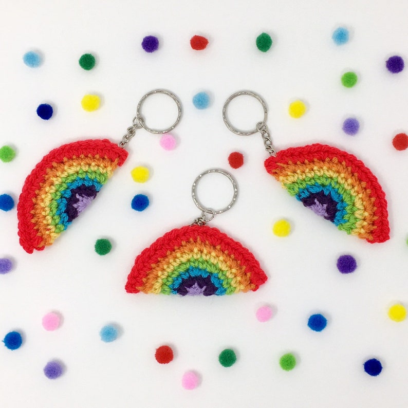 Rainbow keyring / crochet rainbow keychain Etsy