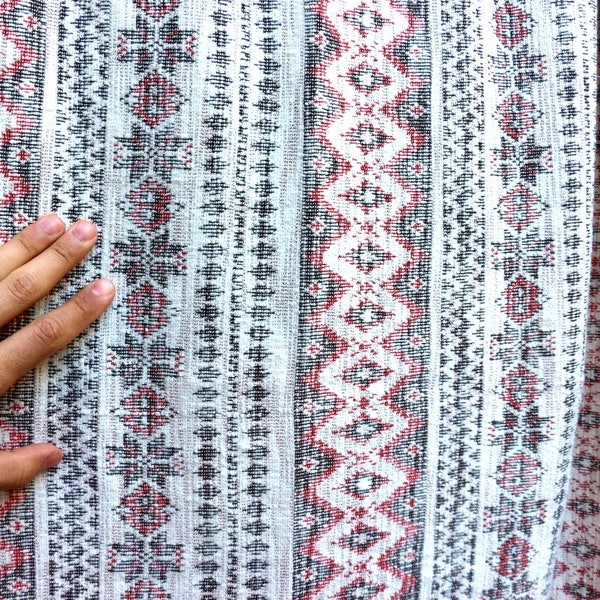 SALE Ethnic Bohemian Fabric, Red and White Bohemian Thick Fabric 180x70cm Only 1 Left !