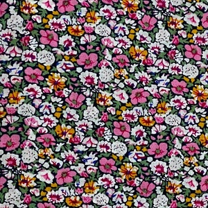 NEW! Fabric &quot;Small Floral Field&quot; Small White Purple Pink Florals Print - Floral Fabric - 100% cotton - Quilting Fabric - By The Yard