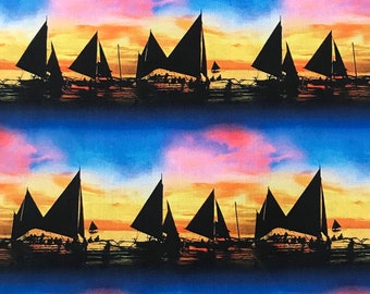 Fabric "Hawaii Ocean Sunset" -  Cotton Fabric - By The Yard