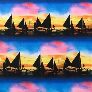 Fabric &quot;Hawaii Ocean Sunset&quot; -  Cotton Fabric - By The Yard