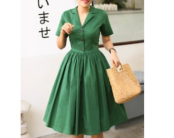 rockabilly dress green Green Floral Print Vintage Rockabilly Hepburn Halterneck 1950s Dress