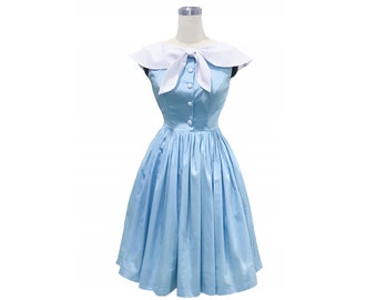 NEW! LOLO Dress #11 "Solid Sky Blue " - Full Gathered Skirt - Sleeveless - Sailor Collar - Rockabilly Dress - Pinup Dress - 1950s Dress