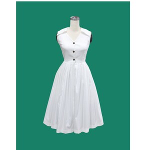 LOLO Dress #3 &quot;Solid White&quot; - sleeveless dress - Retro winged collar - Rockabilly Dress - Pinup Dress - 1950s Dress