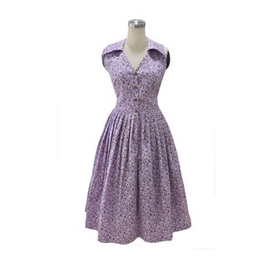 LOLO Dress #3 &quot;Lavender Little Wildflowers&quot;  - sleeveless dress - Retro winged collar - Rockabilly Dress - Pinup Dress - 1950s Dress