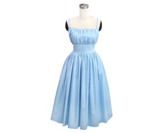 LOLO Dress #4 "Solid Blue Sky" - Pinup Dress -  Gathered Shelf Bust - Full Gathered Skirt - Vintage - Rockabilly Dress - 1950s Dress