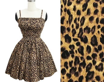 NEU! LOLO Dress #4 "Leopard" - Pinup Kleid - Geraffte Shelf Büste - Geraffter Rock - Vintage - Rockabilly Kleid - 1950er Jahre Kleid