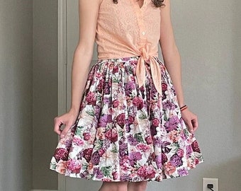NEW! Full Gathered Skirt "Wonderland Floral"  - Vintage Skirt - Pinup Skirt - 1950s Skirt - Rockabilly Skirt