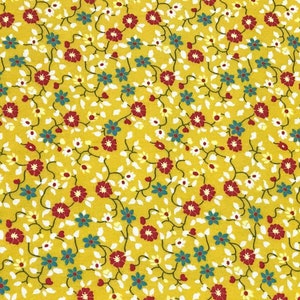 Fabric &quot;Yellow Wild florals&quot;  Yellow Background - Floral Cotton Fabric - 100% cotton - Quilting Fabric - By The Yard