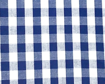 Tela de algodón egipcio a cuadros azul - 1 cm cada cuadrado - Tela vintage - Tela de verano - cortada a medida