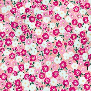 Fabric &quot;Peach Blossom&quot; Florals Print on The Soft Pink Background - Floral Cotton Fabric - 100% cotton - Quilting Fabric - By The Yard