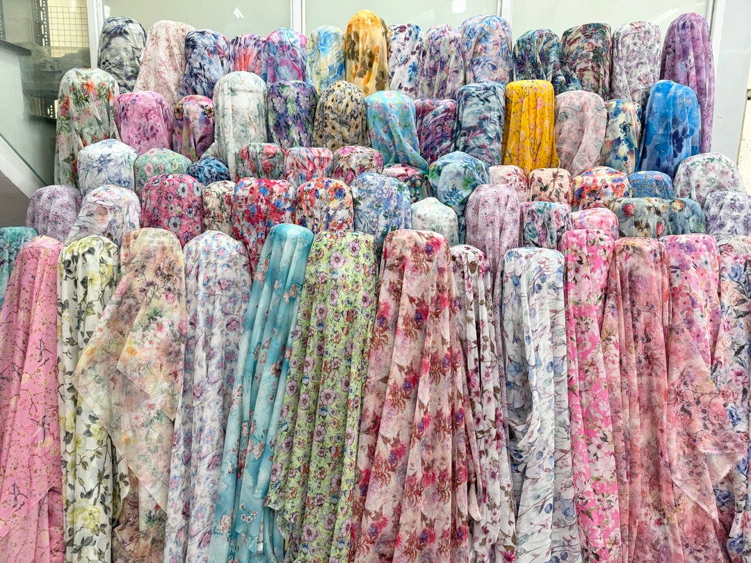 NEW CHIFFON Floral Chiffon Fabric by the Yard - Etsy