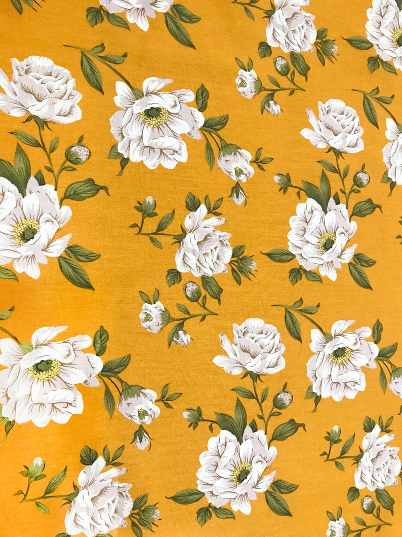 2.5 Yard Fabric Bed Of Roses Rose Print on Golden Etsy