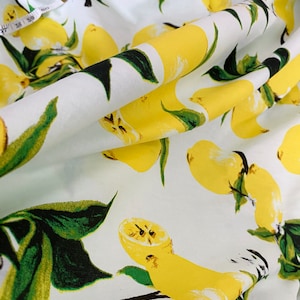 NEW! Fabric &quot;Yellow Lemon&quot; -  Fruit Cotton Fabric - Summer Fabric - Vintage Fabric - By The Yard