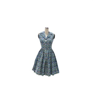 LOLO Kleid #9 “William Morris - Strawberry Thief” - Full Gathered - Eingekerbter Schalkragen - Rockabilly - Pinup