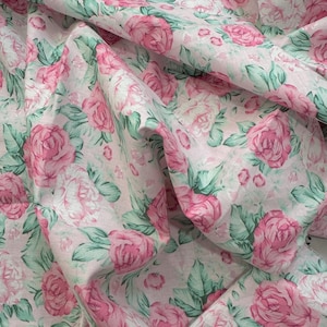 NEW! Fabric &quot;Pink Paris Rose&quot; - Vintage Rose Print Cotton Fabric - By The Yard