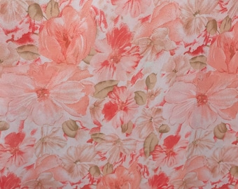 NEW! CHIFFON "Lovely Coral Pink French Floral " -  Floral Chiffon Fabric - By The Yard