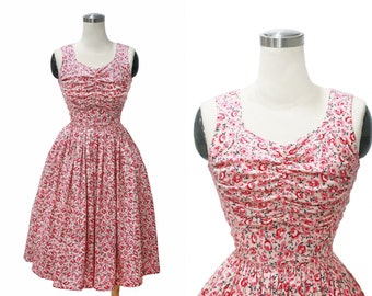 LOLO Dress #12 "Glass Roses" - Full Gathered Skirt - Short sleeve  - Rockabilly Dress - Pinup Dress - 1950s Dress